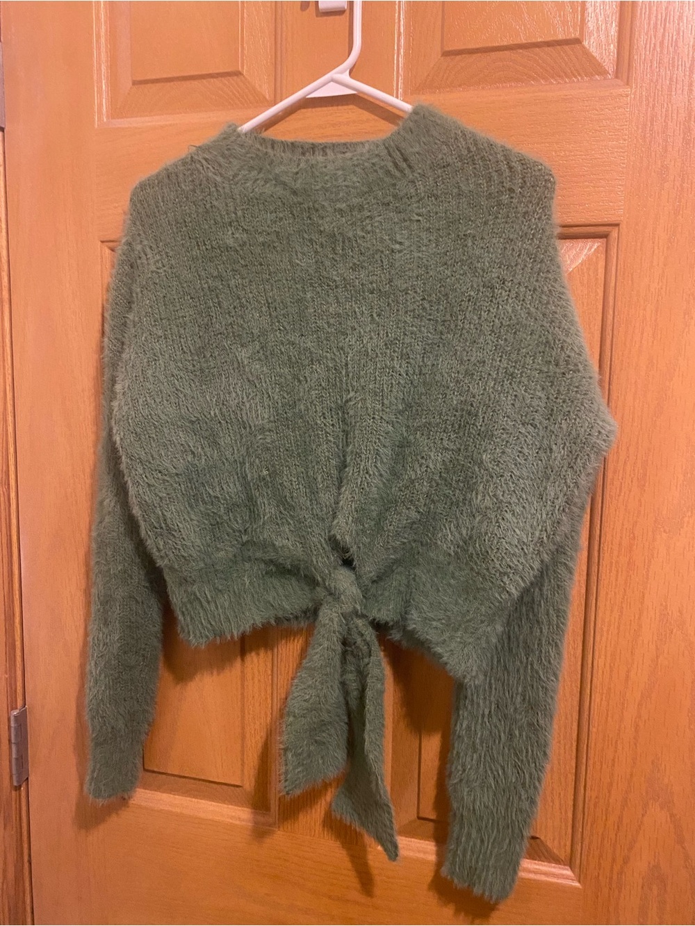 Princess Polly Fuzzy Tie-Back Sweater in Olive - Picture 1 of 1